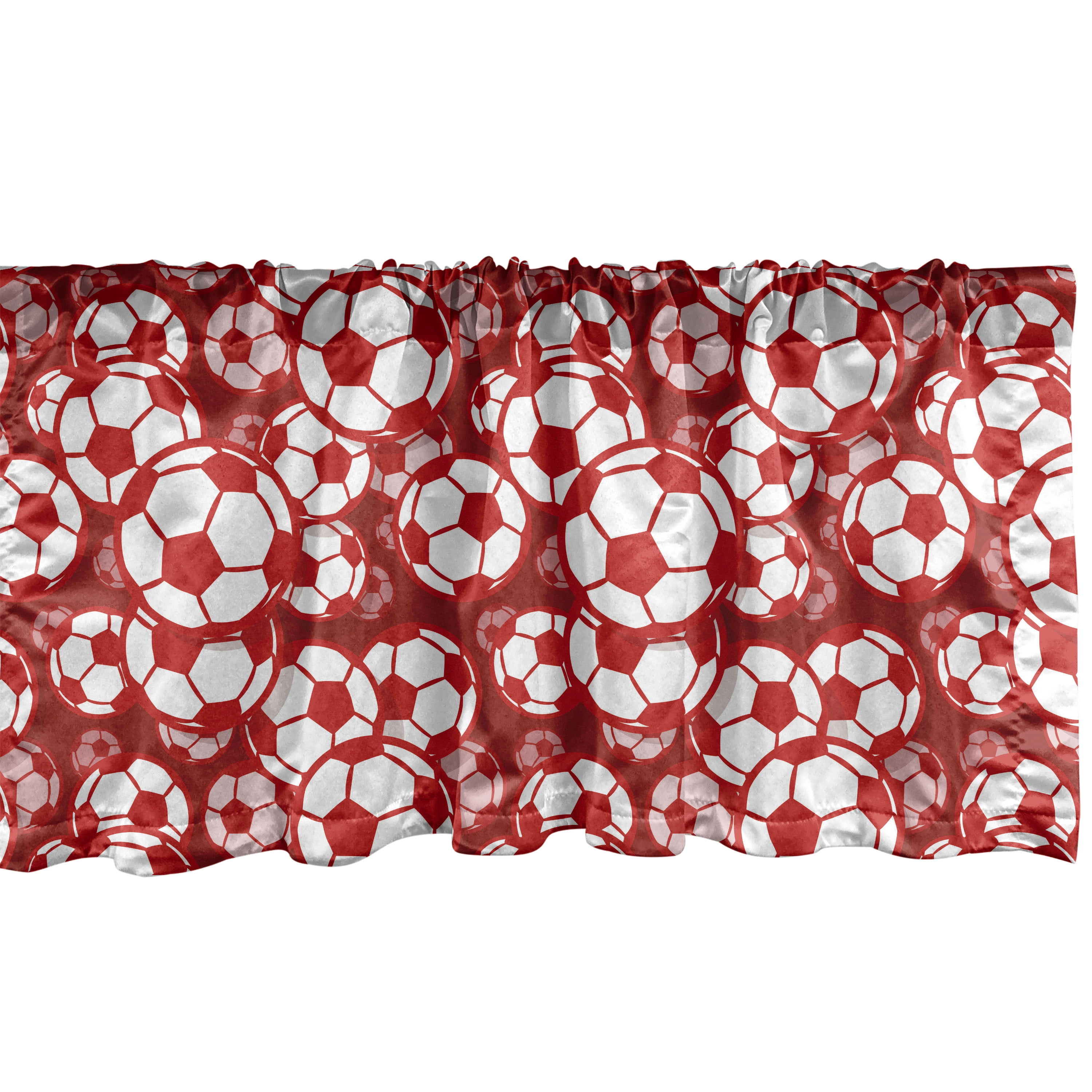 Football Window Valance Pack of 2, Sportive Design of Soccer Balls Game