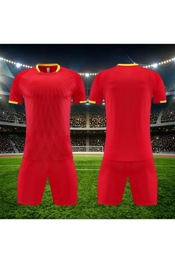 Football Workout Clothes Kids Short Sleeve Tops Matching Shorts Breathable Two Piece Set,Ideal for Team Matches and Practice Sessions on the Field