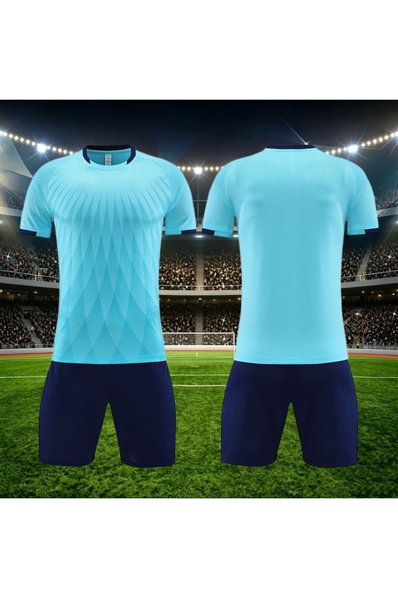 Football Workout Clothes Kids Short Sleeve Tops Matching Shorts Breathable Two Piece Set,Ideal for Team Matches and Practice Sessions on the Field
