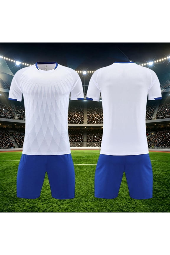 Football Workout Clothes Kids Short Sleeve Tops Matching Shorts Breathable Two Piece Set,Ideal for Team Matches and Practice Sessions on the Field