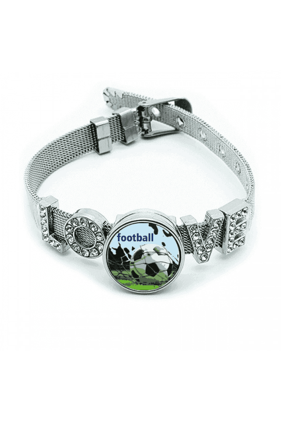 Football World First Movement Bracelet Wristband Crystal Love Adjustable Bangle