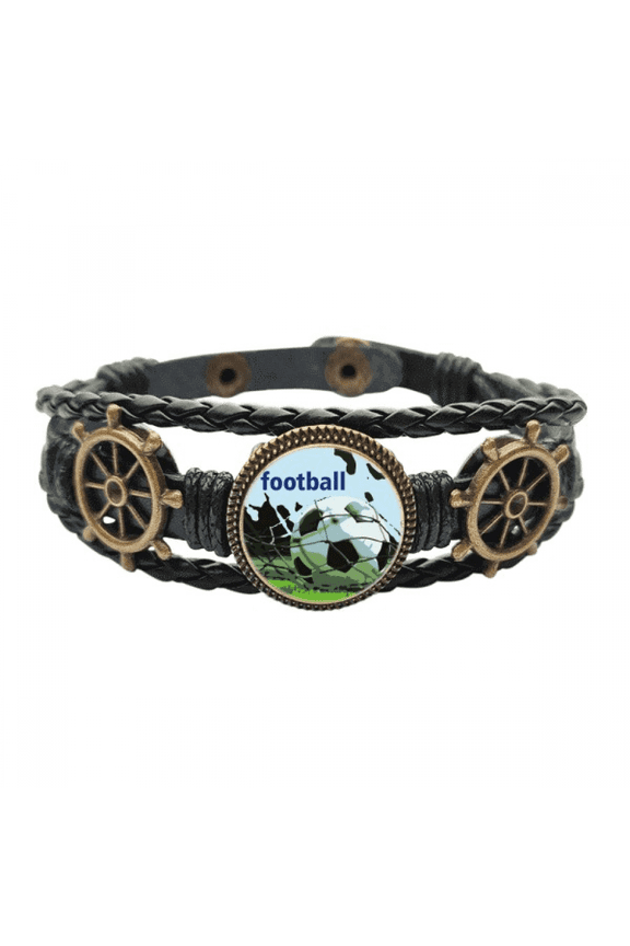 Football World First Movement Leather Braided Ocean Bracelet Wristband