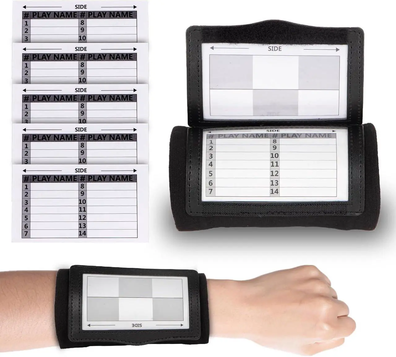 Qb Card Reader Football Wristbands with 5 Playbook Cards, Clear PVC Windows Wristbands ...