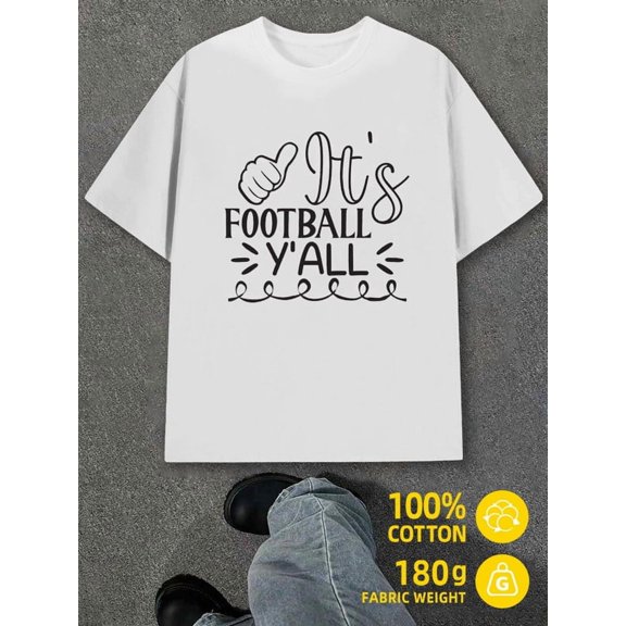 Football Y'all Tee men white 180G 100% Cotton Classic casual T-shirt,street style,summer casual wear,perfect for gift giving Basic Unisex Shirt Printed tshirts