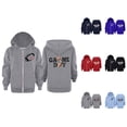 thumbnail image 1 of Football Zip Up Hoodies for Kids Rugby Long Sleeve Graphic Hooded Sweatshirt with Pockets for Boys Girls Jacket Coat, 1 of 1