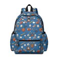 thumbnail image 1 of Football and Baseball Navy Pattern Cute School Backpack with Padded Back and Adjustable Shoulder Straps 13.4"x11"x4.7", 1 of 5