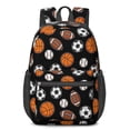 thumbnail image 1 of Football and Basketball Black Pattern 17" School Backpacks for Teens,Waterproof Oxford Fabric,S-Shape Padded Straps for School,Travel,Hiking,Camping, 1 of 6