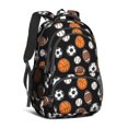 thumbnail image 1 of Football and Basketball Black Pattern Backpack for School, Cute School Bag with Adjustable Shoulder Straps and Padded Back, 16.9"x12.6"x5.9", 1 of 5