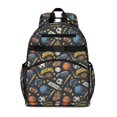 thumbnail image 1 of Football and Basketball Black Pattern Cute School Backpack Bag for School with Padded Back and Adjustable Shoulder Straps 15.25"x11.5"x5.25", 1 of 5