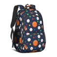 thumbnail image 1 of Football and Basketball Black Pattern Cute School Backpack Bag with Padded Back and Adjustable Shoulder Straps 16.9 X 12.6 X 5.9 Inches, 1 of 5