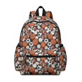 thumbnail image 1 of Football and Basketball Black Pattern Cute School Backpack with Padded Back and Adjustable Shoulder Straps 13.4"x11"x4.7", 1 of 5