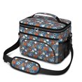 thumbnail image 1 of Football and Basketball Blue Pattern Insulated Lunch Box for Women Men, Medium Leakproof Cooler Bag with Adjustable Strap, 10"x6.7"x8", 1 of 6