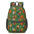 thumbnail image 1 of Football and Basketball Green Pattern 17" School Backpacks for Teens,Waterproof Oxford Fabric,S-Shape Padded Straps for School,Travel,Hiking,Camping, 1 of 6
