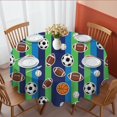 thumbnail image 1 of Football and Basketball Green Pattern Round Tablecloth 60"x60", Wrinkle Resistant Wipeable Table Cover for Kitchen Dining Room Picnic Patio and Party, 1 of 6