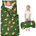 thumbnail image 1 of Football and Basketball Green Pattern Teens Toddler Nap Mat with Pillow, Sleeping Mat Bag for Preschool Daycare 50"x20", 1 of 6