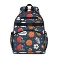 thumbnail image 1 of Football and Basketball Navy Pattern Cute School Backpack Bag for School with Padded Back and Adjustable Shoulder Straps 15.25"x11.5"x5.25", 1 of 5