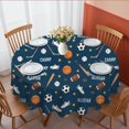 thumbnail image 1 of Football and Basketball Navy Pattern Round Tablecloth 60"x60", Wrinkle Resistant Wipeable Table Cover for Kitchen Dining Room Picnic Patio and Party, 1 of 6