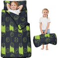 thumbnail image 1 of Football and Basketball Navy Pattern Teens Toddler Nap Mat with Pillow, Sleeping Mat Bag for Preschool Daycare 51"x22", 1 of 6