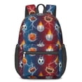 thumbnail image 1 of Football and Basketball Red Pattern 17" School Backpacks for Teens,Waterproof Oxford Fabric,S-Shape Padded Straps for School,Travel,Hiking,Camping, 1 of 6
