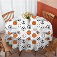 thumbnail image 1 of Football and Basketball White Pattern Round Tablecloth 70"x70", Wrinkle Resistant Wipeable Table Cover for Kitchen Dining Room Picnic Patio and Party, 1 of 1