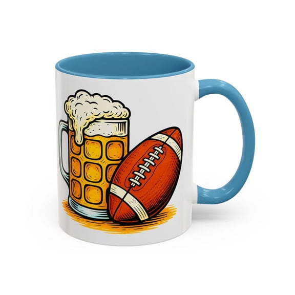 Football and Beer Mug, Game Day Coffee Cup with Beer Stein and Football Art, Perfect Gift for TaiL1Gate Fans, Spor Lovers, Sunday Funday