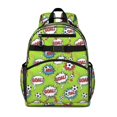 thumbnail image 1 of Football and Blast Green Pattern Cute School Backpack Bag for School with Padded Back and Adjustable Shoulder Straps 15.25"x11.5"x5.25", 1 of 5
