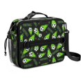 thumbnail image 1 of Football and Flame Black Pattern Bento School Insulated Lunch Bag Box with Shoulder Strap and Bottle Holder, 11" X 9.5" X 3.5", 1 of 5