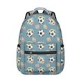 thumbnail image 1 of Football and Flower Slateblue Pattern Backpack for School, Cute School Bag with Adjustable Shoulder Straps and Padded Back, 15.3"x11"x7.1", 1 of 5