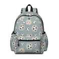 thumbnail image 1 of Football and Flower Slateblue Pattern Cute School Backpack with Padded Back and Adjustable Shoulder Straps 13.4"x11"x4.7", 1 of 5