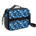 thumbnail image 1 of Football and Heart Brightblue Pattern Bento School Insulated Lunch Bag Box with Shoulder Strap and Bottle Holder, 11" X 9.5" X 3.5", 1 of 5