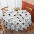 thumbnail image 1 of Football and Hexagon Gray Pattern Round Tablecloth 70"x70", Wrinkle Resistant Wipeable Table Cover for Kitchen Dining Room Picnic Patio and Party, 1 of 6