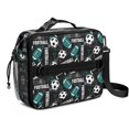 thumbnail image 1 of Football and Rugby Black Pattern Bento School Insulated Lunch Bag Box with Shoulder Strap and Bottle Holder, 11" X 9.5" X 3.5", 1 of 5