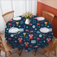 thumbnail image 1 of Football and Rugby Navy Pattern Round Tablecloth 70"x70", Wrinkle Resistant Wipeable Table Cover for Kitchen Dining Room Picnic Patio and Party, 1 of 6