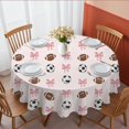 thumbnail image 1 of Football and Rugby Pink Pattern Round Tablecloth 70"x70", Wrinkle Resistant Wipeable Table Cover for Kitchen Dining Room Picnic Patio and Party, 1 of 6