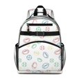 thumbnail image 1 of Football and Rugby White Pattern Cute School Backpack Bag for School with Padded Back and Adjustable Shoulder Straps 15.25"x11.5"x5.25", 1 of 5