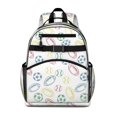 thumbnail image 1 of Football and Rugby White Pattern Cute School Backpack Bag for School with Padded Back and Adjustable Shoulder Straps 15.25"x11.5"x5.25", 1 of 5