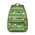 thumbnail image 1 of Football and Silhouette Green Pattern Backpack for School, Cute School Bag with Adjustable Shoulder Straps and Padded Back, 15.3"x11"x7.1", 1 of 5