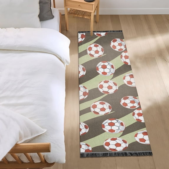 Football and Soccer Runner Area Rug 2x6 Soft Non-Slip Washable Bedside Carpet for Hallway Bedroom Living Room Home Decor