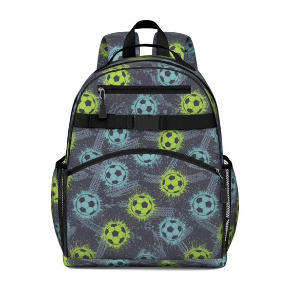 Football and Splash Navy Pattern Cute School Backpack Bag for School with Padded Back and Adjustable Shoulder Straps 15.25"x11.5"x5.25"