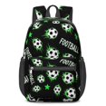 thumbnail image 1 of Football and Star Black Pattern 17" Waterproof Oxford School Backpacks for Teens, S-Shape Padded Straps, for School, Travel, Hiking, Camping, 1 of 4