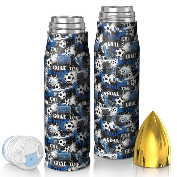 Football and Text Blue Pattern Bullet Tumbler, Vacuum Insulated Vacuum ...