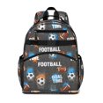thumbnail image 1 of Football and Text Grey Pattern Cute School Backpack Bag for School with Padded Back and Adjustable Shoulder Straps 15.25"x11.5"x5.25", 1 of 5