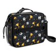 thumbnail image 1 of Football and Trophy Black Pattern Insulated Lunch Bag with Shoulder Strap and Bottle Holder,Bento School Lunch Bag Box,11x9.5x3.5 Inches, 1 of 5