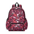 thumbnail image 1 of Football and Trophy Red Pattern Cute School Backpack with Padded Back and Adjustable Shoulder Straps 13.4"x11"x4.7", 1 of 5
