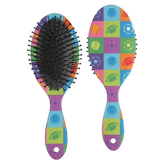 Football and Volleyball Colorful Pattern Brush, Detangling Hair Brush ...