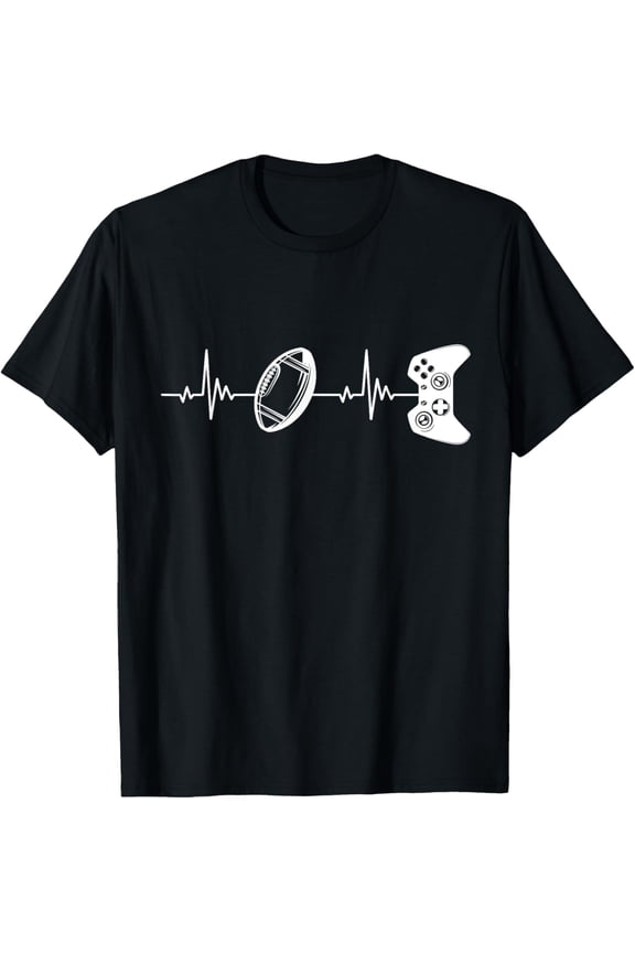 Football gamer heartbeat video game players T-Shirt
