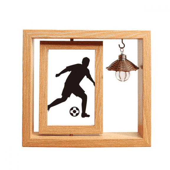 Football soccer Sports Outline Wooden Rotating Picture Photo Frame 4x6