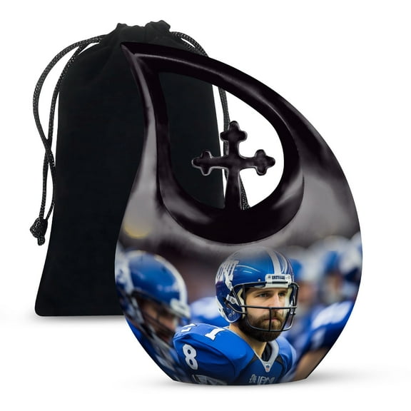 Football urn - urn for human ashes adult women& men - burial urns for human ashes - urn for ashes adult male - urn for ashes for mom - cremation urns for ashes (Size - 10inch)