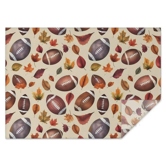 Footballs and Autumn Fall Leaves Pattern Rectangle Tablecloth 60"x84",Waterproof Polyester Rectangle Table Cloth, Wipeable Spillproof Polyester Tablecloth for Dining, Camping, Indoor and Outdoor