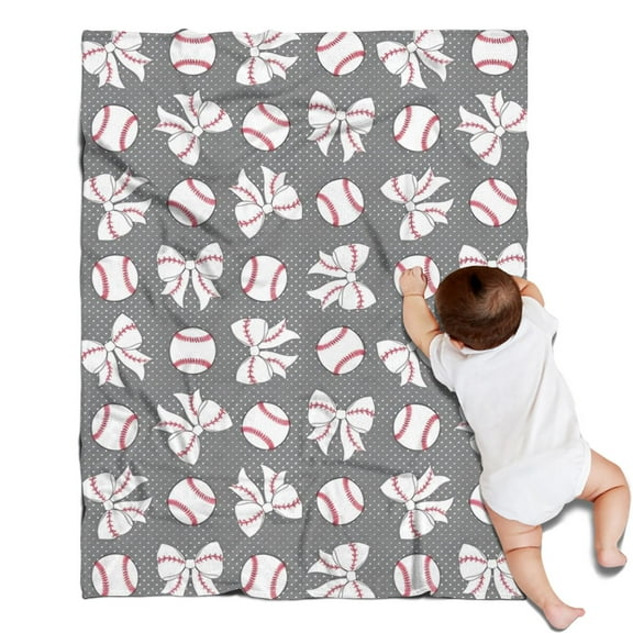 Footballs with Bows Pattern Blanket,Comfortable Soft Lamb Wool Throw Blanket,All Season,Warm Lightweight Blankets for Sofa Bed Couch Living Room Chair,30"x40"